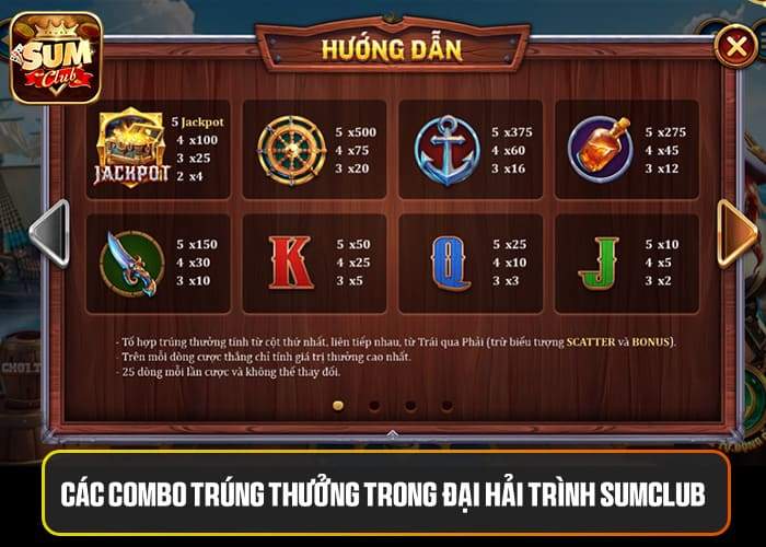Các combo trúng thưởng trong Đại Hải Trình Sumclub Các combo trúng thưởng trong Đại Hải Trình Sumclub