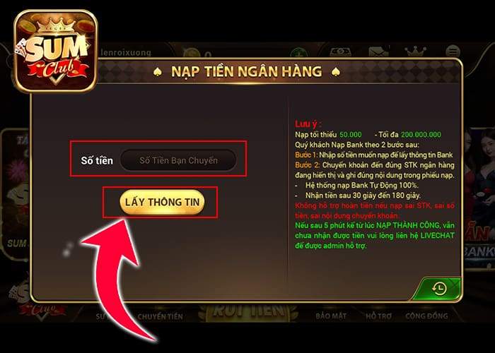 Điền số tiền nạp Điền số tiền nạp