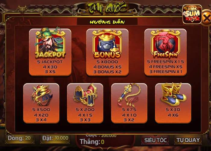 Các combo trúng thưởng trong Khởi Nghĩa Tam Quốc tại Sumclub Các combo trúng thưởng trong Khởi Nghĩa Tam Quốc tại Sumclub