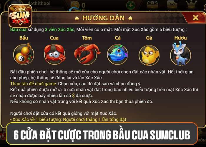 Các cửa đặt cược có trong Bầu Cua Sumclub Các cửa đặt cược có trong Bầu Cua Sumclub