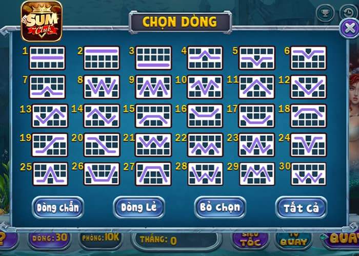 Các tổ hợp trúng thưởng trong Vương Quốc Tiên Cá Sumclub Các tổ hợp trúng thưởng trong Vương Quốc Tiên Cá Sumclub